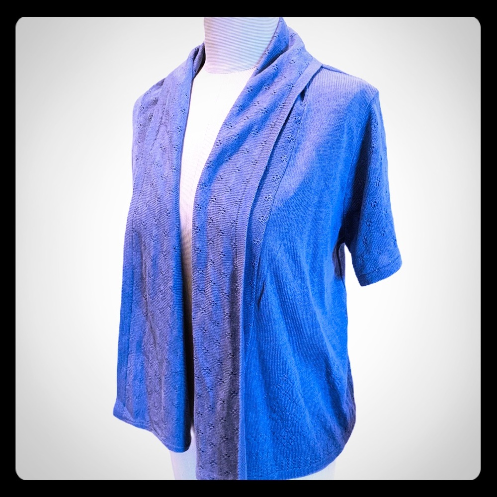 NEW YORK COLLECTION🤩XL BLUE KNIT WOVEN CARDIGAN